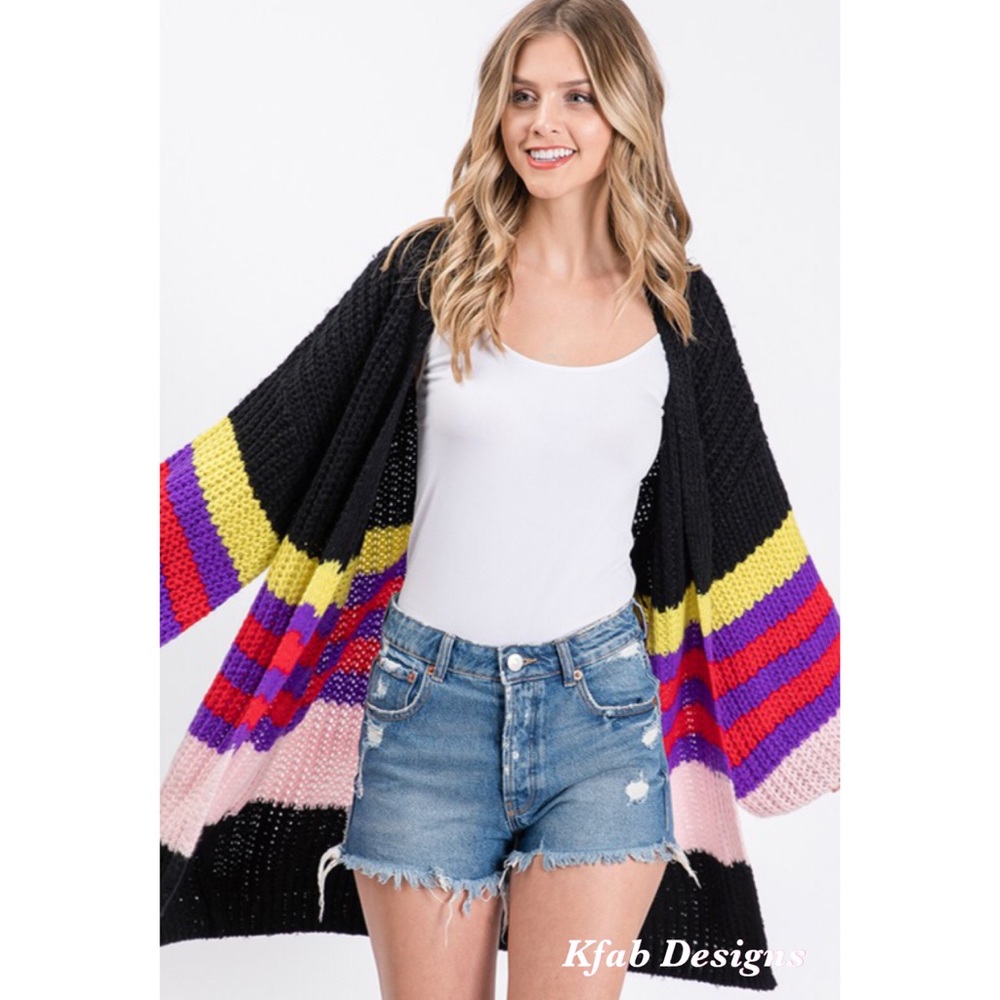 ❤️LAST 1! Striped Bubble Sleeve Sweater Cardigan! - Picture 9 of 10